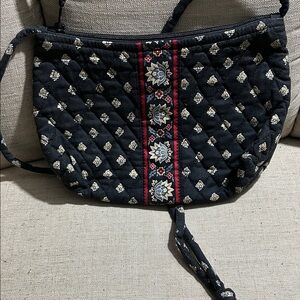 Vera Bradley Black Quilted Crossbody Bag with Floral Design